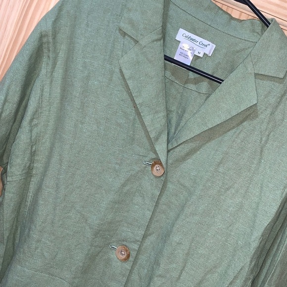 Coldwater Creek Green Linen Blend blazer/Hack-ing jacket size M - Picture 6 of 6